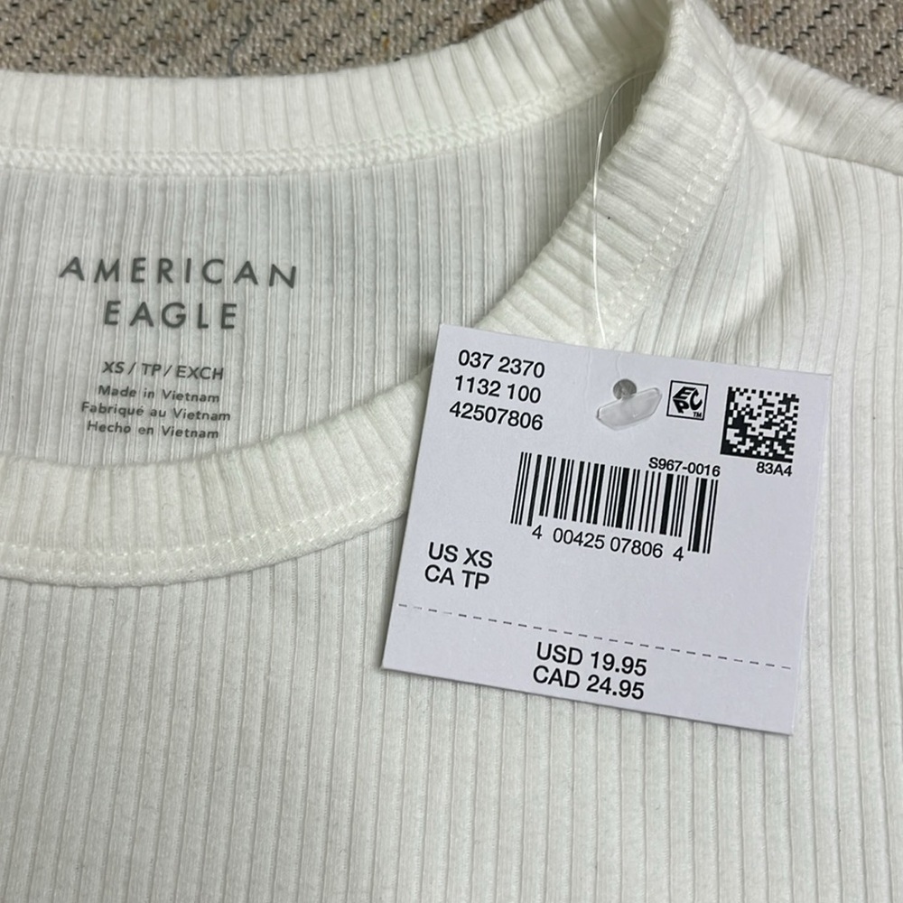 American Eagle Outfitters Hey Baby tee White Short Sleeve Tee Classic Crew Neck - Picture 3 of 9